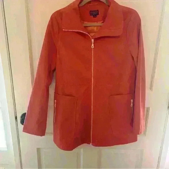 Pendleton vintage zipper Ladies Coat. Size Medium salmon/soft orange color - Picture 1 of 10